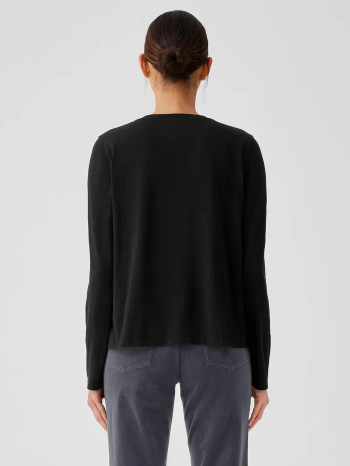 Tops and Tees Women Eileen Fisher Organic Cotton Slub VNeck Top Black