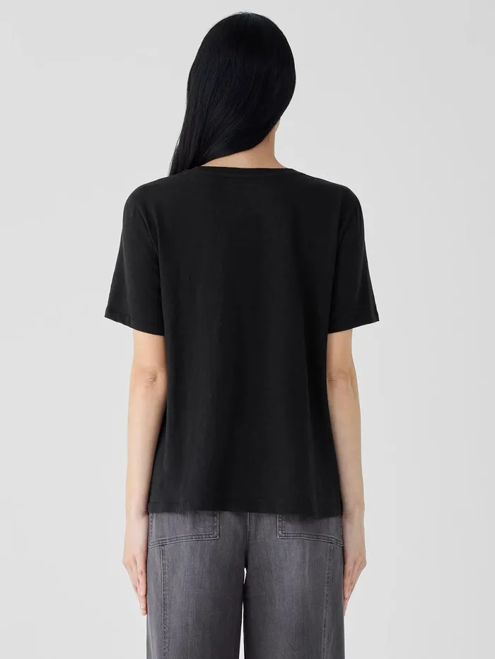 Tops and Tees Women Eileen Fisher Organic Cotton Slubby Jersey Tee Black