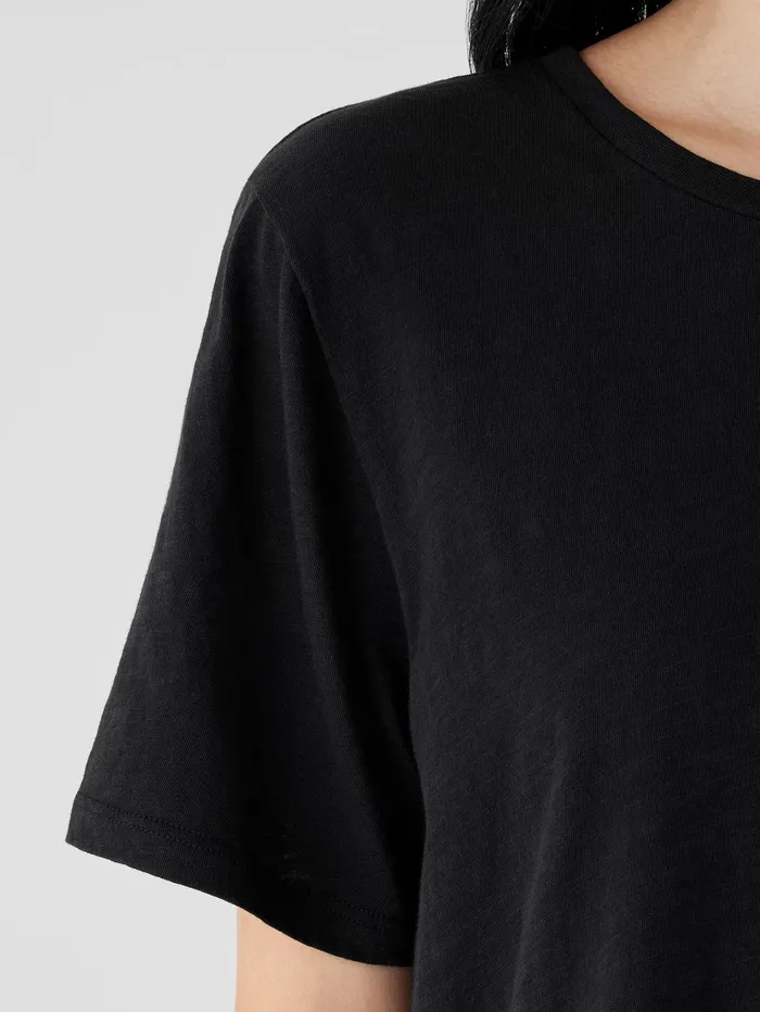 Tops and Tees Women Eileen Fisher Organic Cotton Slubby Jersey Tee Black