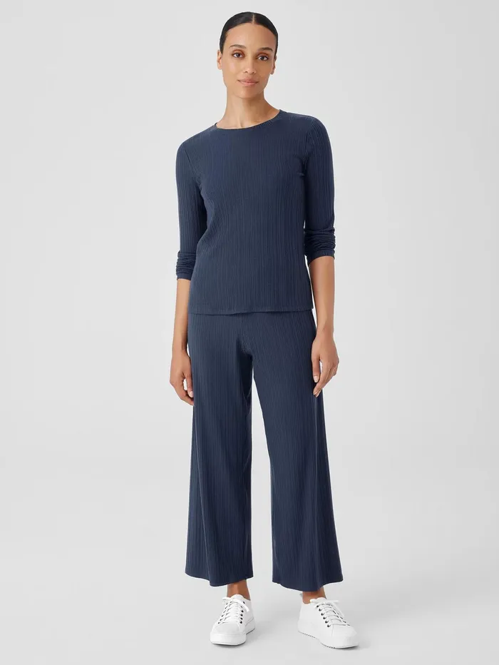 Tops and Tees Women Eileen Fisher Variegated Rib Knit Crew Neck Top Ocean