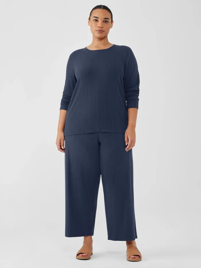 Tops and Tees Women Eileen Fisher Variegated Rib Knit Crew Neck Top Ocean