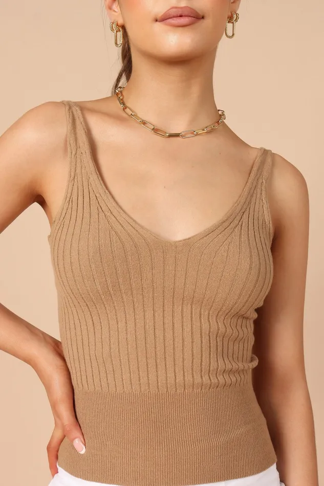 Tops Gemma V Neck Tank Top Camel Petal and Pup Women