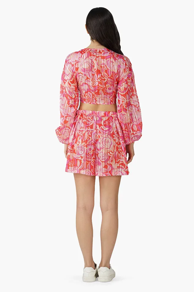 Tops Sweet Pea Wine Printed Front Tie Top 8211 America and Beyond Women
