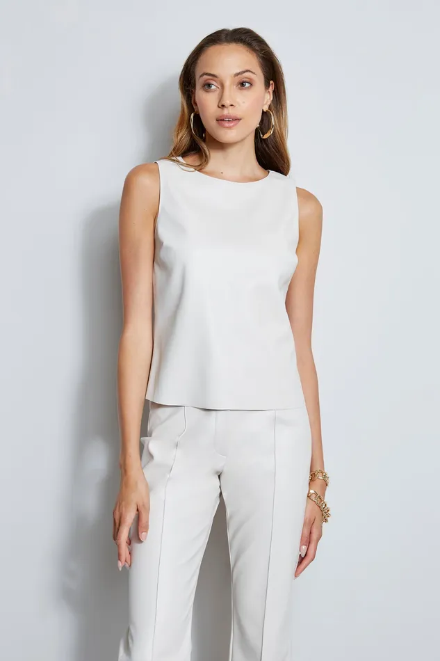 Tops Women Elie Tahari Vegan Leather Shell PALOMINO