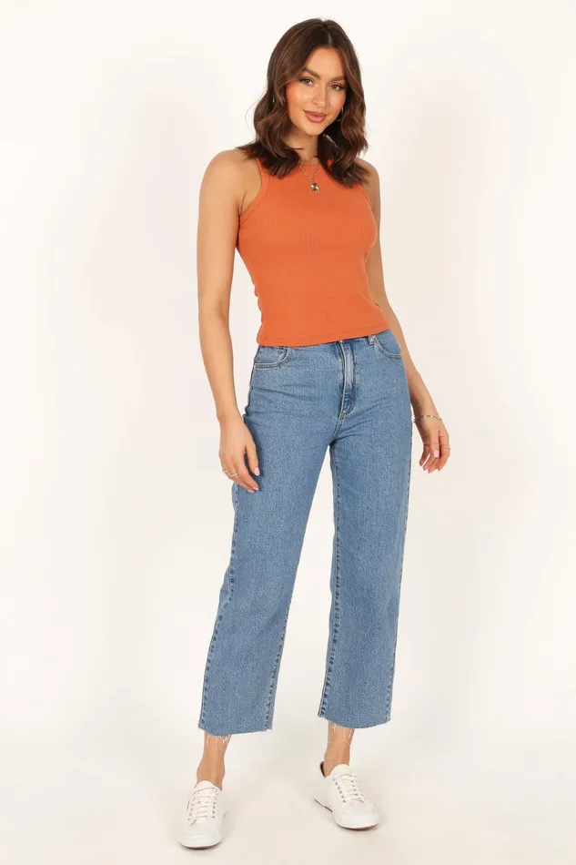 Tops Women Petal and Pup Ari Ribbed Tank Top Burnt Orange