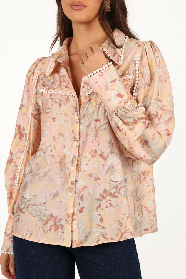 Tops Women Petal and Pup Floria Top Beige Floral