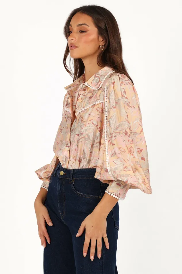 Tops Women Petal and Pup Floria Top Beige Floral