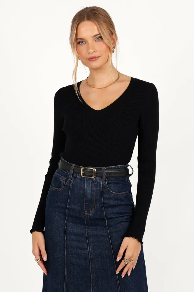 Tops Women Petal and Pup Kirsten Knit Top Black