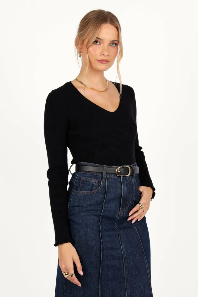 Tops Women Petal and Pup Kirsten Knit Top Black