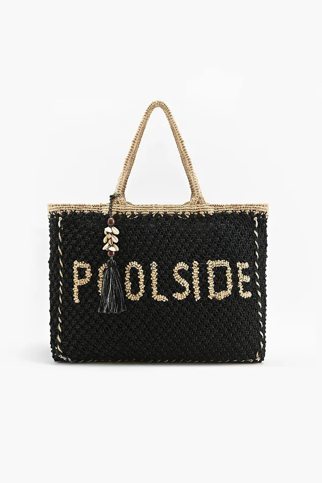 Totes America and Beyond Women Black 039Poolside039 Jute Macrame Tote