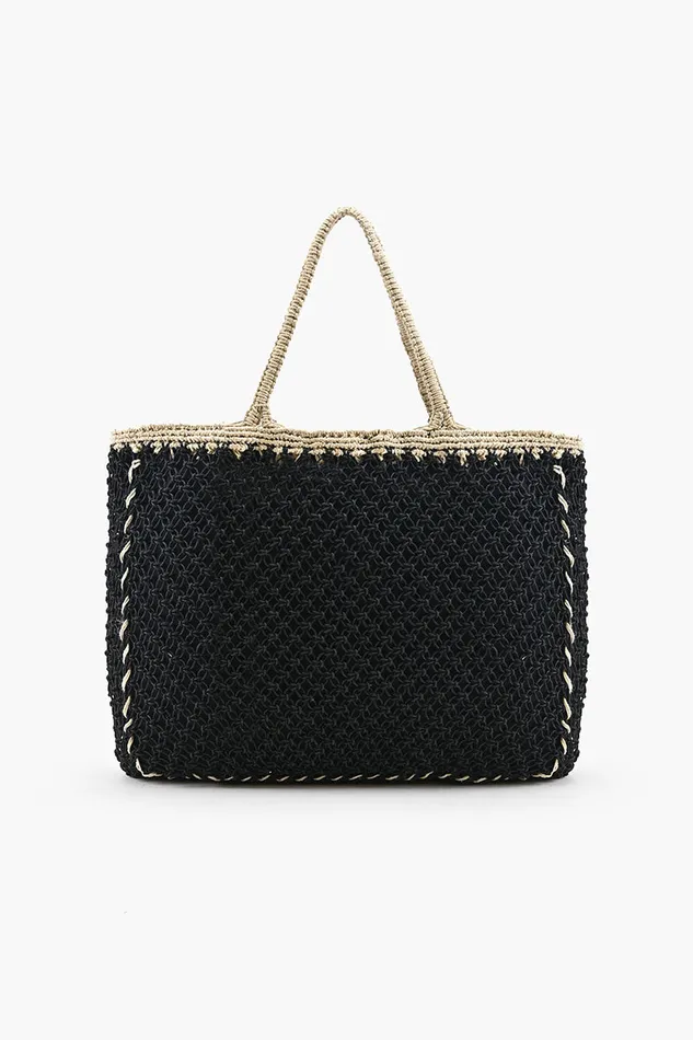 Totes America and Beyond Women Black 039Poolside039 Jute Macrame Tote