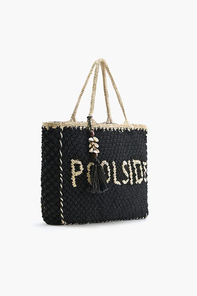 Totes America and Beyond Women Black 039Poolside039 Jute Macrame Tote
