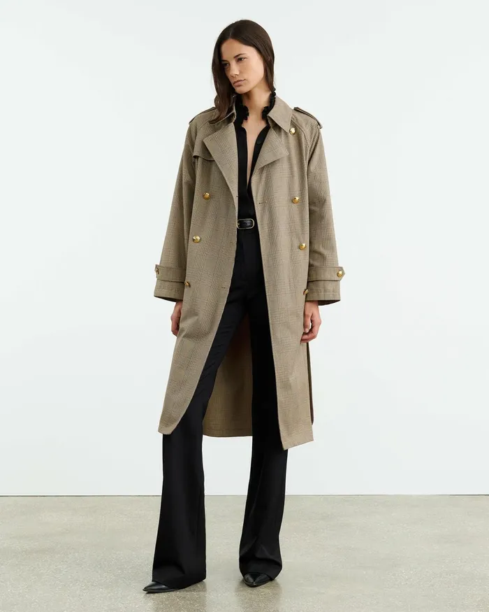 TOUSSAINT TRENCH COAT Beige Check Women Nili Lotan Coats and Outerwear