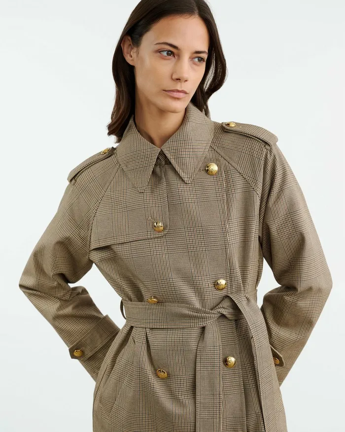 TOUSSAINT TRENCH COAT Beige Check Women Nili Lotan Coats and Outerwear