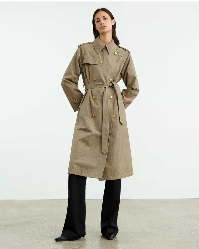 TOUSSAINT TRENCH COAT Beige Check Women Nili Lotan Coats and Outerwear