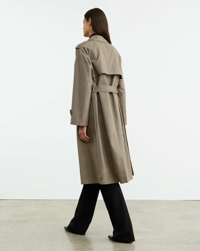 TOUSSAINT TRENCH COAT Beige Check Women Nili Lotan Coats and Outerwear