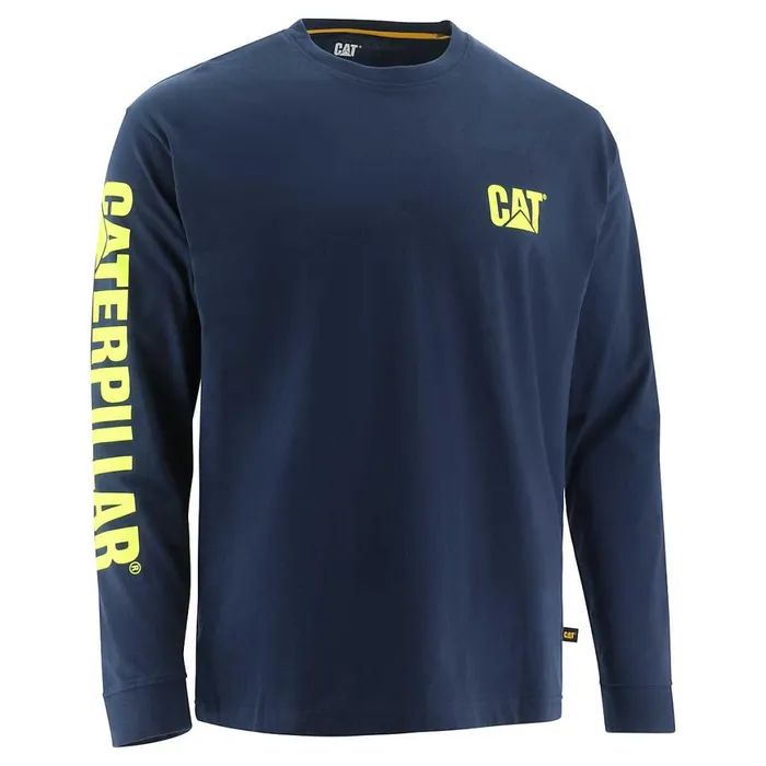 Trademark Banner Long Sleeve Tee Blue Men Cat Footwear Tops and Outerwear