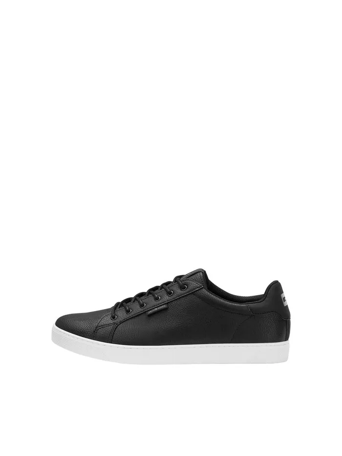 Trainers JACK and JONES Mens FAUX LEATHER SNEAKERS Black Anthracite Gift for Friend