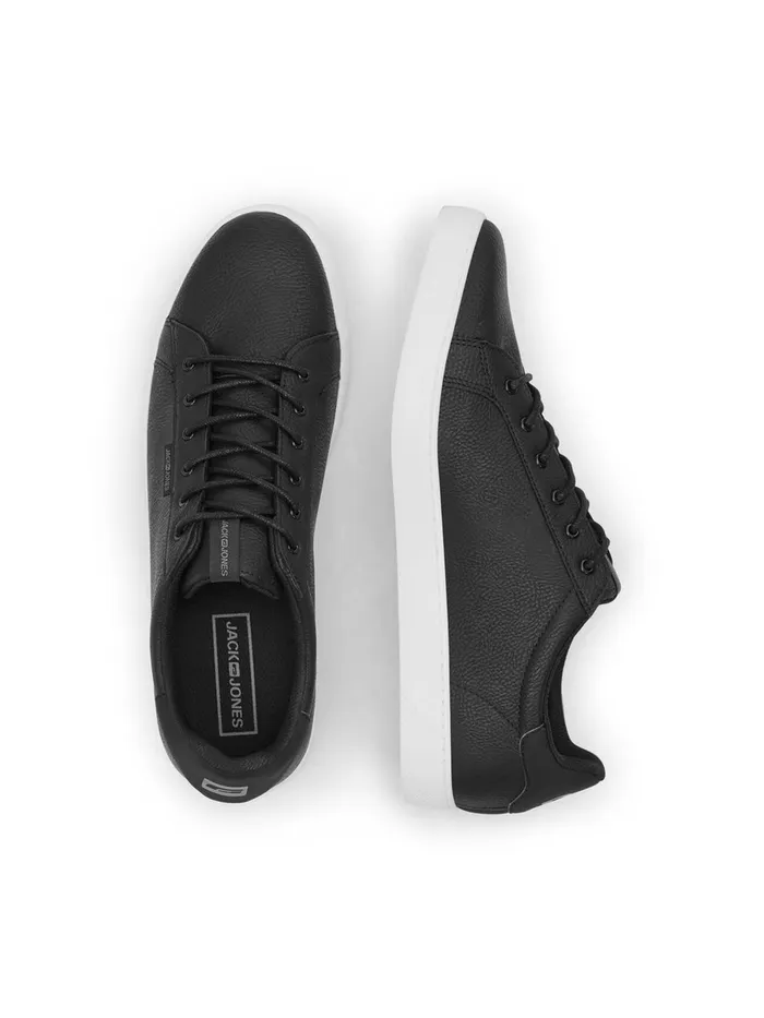 Trainers JACK and JONES Mens FAUX LEATHER SNEAKERS Black Anthracite Gift for Friend