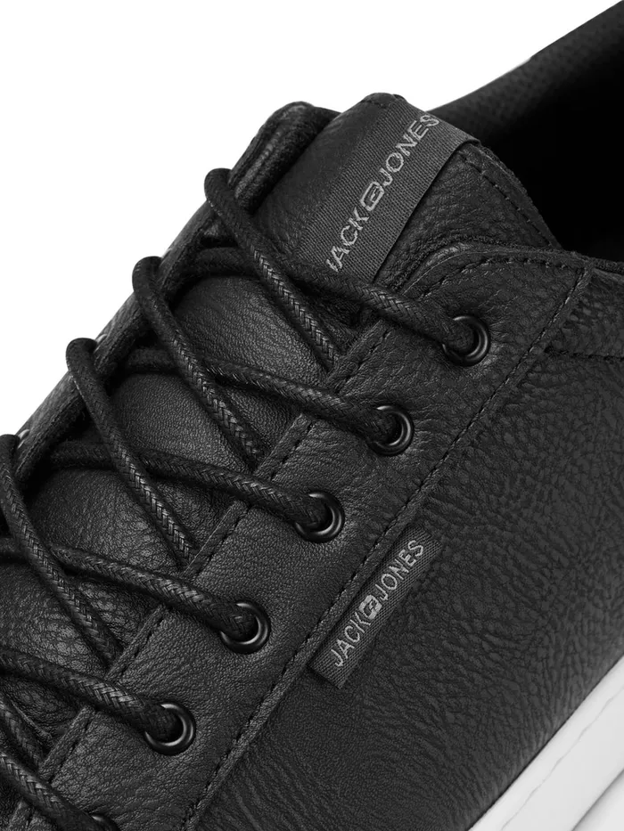 Trainers JACK and JONES Mens FAUX LEATHER SNEAKERS Black Anthracite Gift for Friend