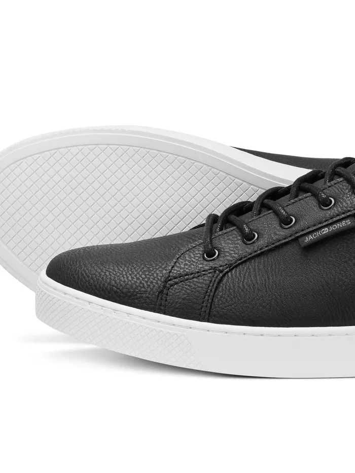 Trainers JACK and JONES Mens FAUX LEATHER SNEAKERS Black Anthracite Gift for Friend