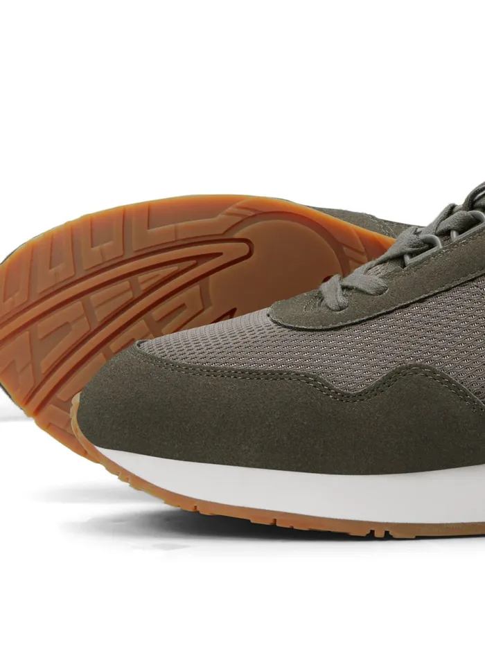 Trainers JACK and JONES Mens MESH FAUX SUEDE SNEAKERS Green Olive Night Casaul