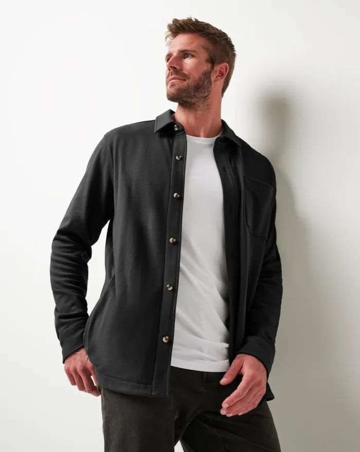 TravisMathew CLOUD SHIRT JACKET Black Men ButtonUps