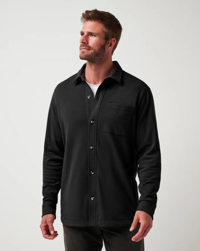 TravisMathew CLOUD SHIRT JACKET Black Men ButtonUps