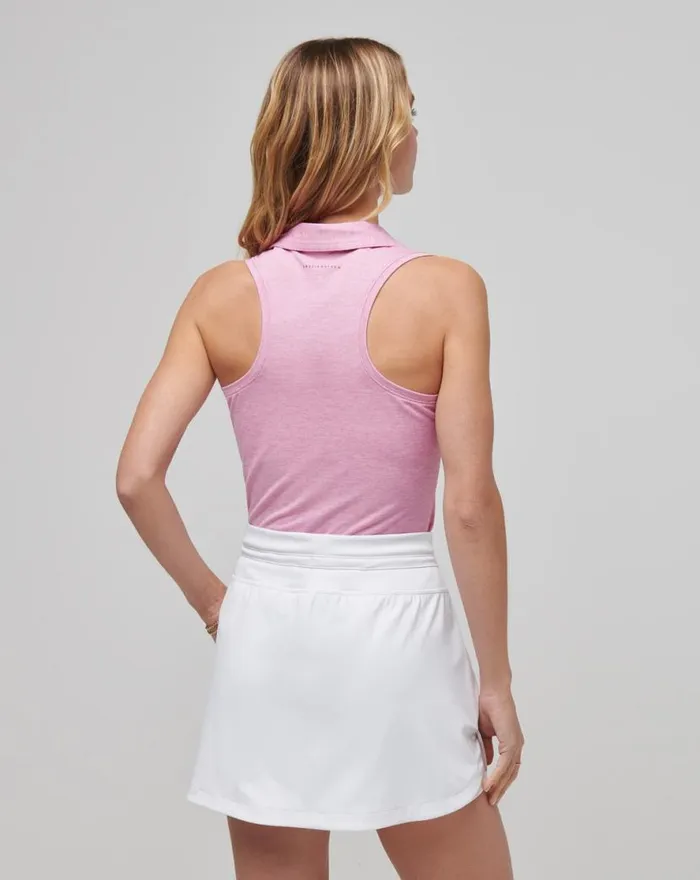 TravisMathew FEATHERWEIGHT ACTIVE SLEEVELESS POLO Heather Red Violet Women Polos TravisMathew FEATHERWEIGHT ACTIVE SLEEVELESS POLO Heather Red Violet Women Polos