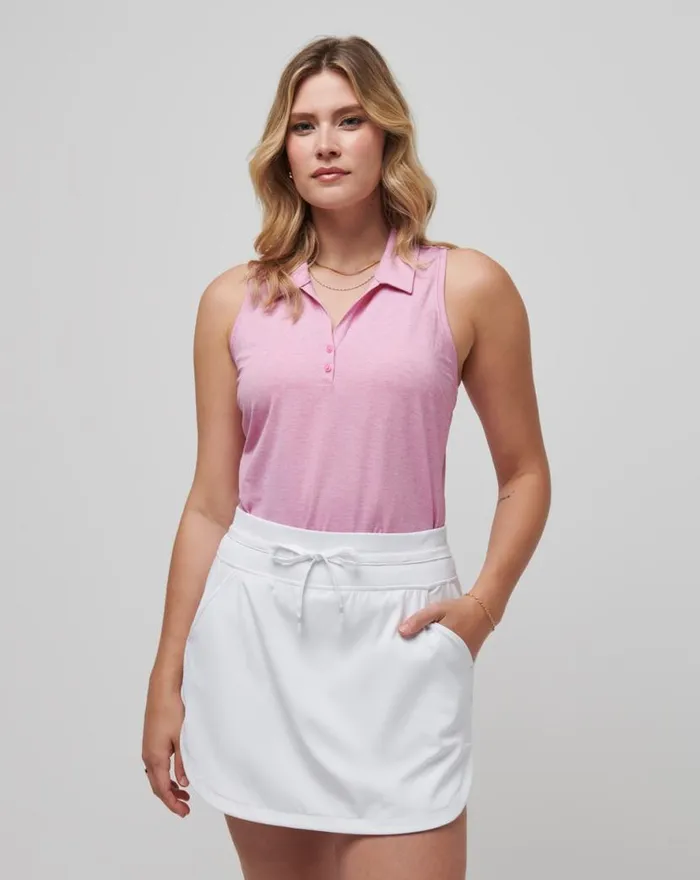 TravisMathew FEATHERWEIGHT ACTIVE SLEEVELESS POLO Heather Red Violet Women Polos TravisMathew FEATHERWEIGHT ACTIVE SLEEVELESS POLO Heather Red Violet Women Polos