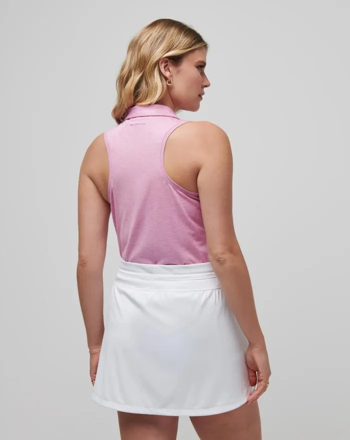 TravisMathew FEATHERWEIGHT ACTIVE SLEEVELESS POLO Heather Red Violet Women Polos TravisMathew FEATHERWEIGHT ACTIVE SLEEVELESS POLO Heather Red Violet Women Polos