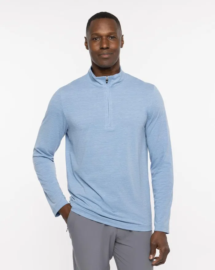 TravisMathew HAVASU 20 QUARTER ZIP Heather Blue Men Quarter Zips