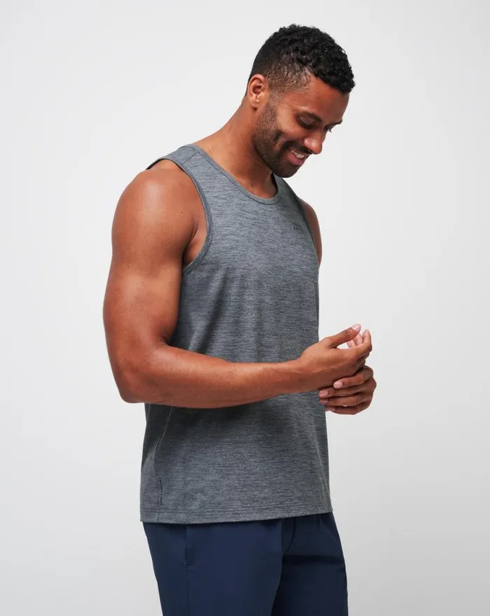 TravisMathew HEATER PRO TANK Heather Grey Men Tees TravisMathew HEATER PRO TANK Heather Grey Men Tees
