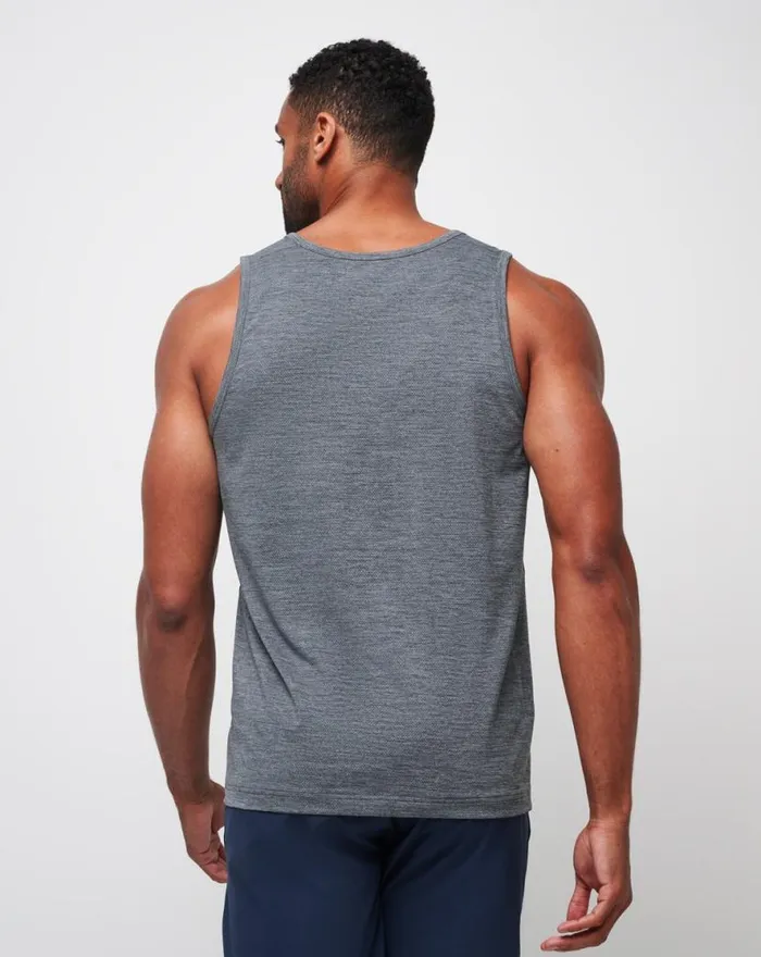TravisMathew HEATER PRO TANK Heather Grey Men Tees TravisMathew HEATER PRO TANK Heather Grey Men Tees