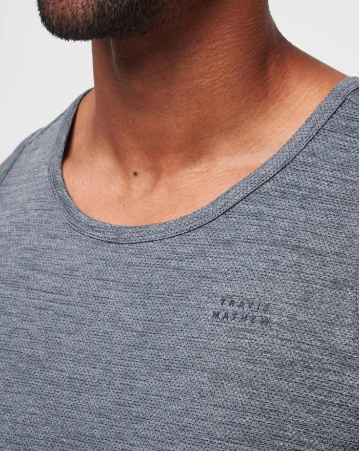 TravisMathew HEATER PRO TANK Heather Grey Men Tees TravisMathew HEATER PRO TANK Heather Grey Men Tees