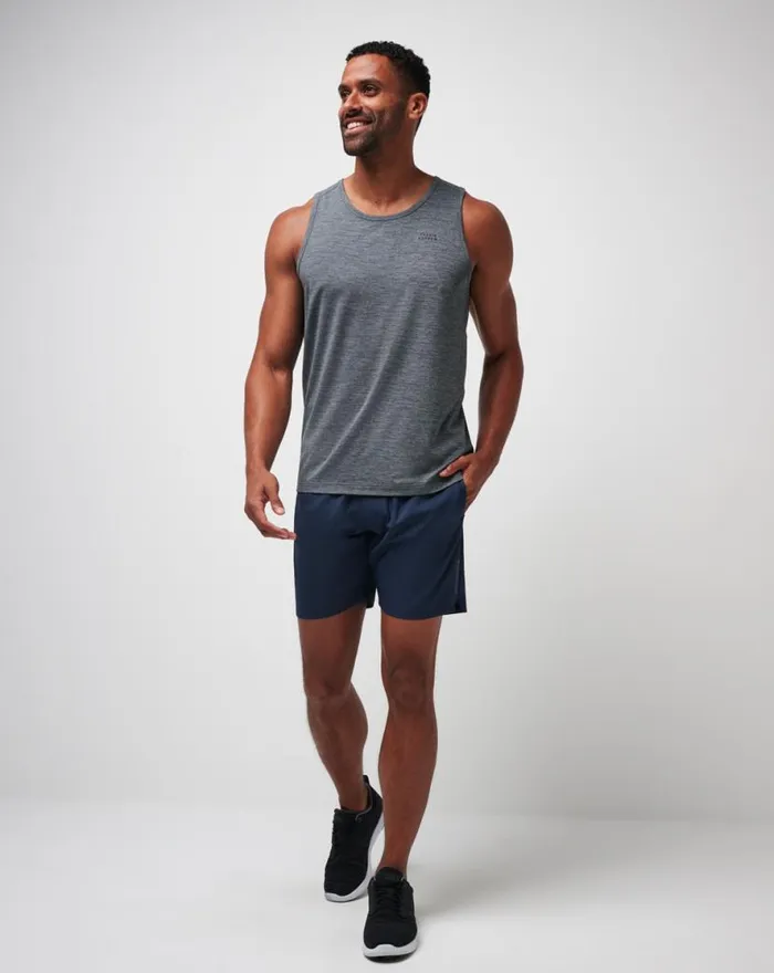 TravisMathew HEATER PRO TANK Heather Grey Men Tees TravisMathew HEATER PRO TANK Heather Grey Men Tees