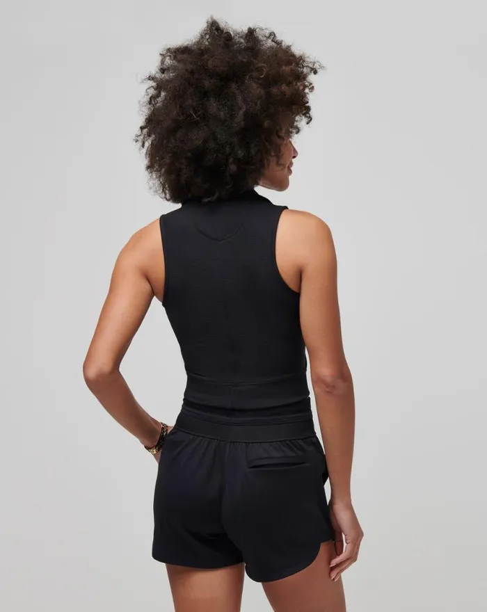 TravisMathew MOVEKNIT SLEEVELESS VNECK POLO Black Women Polos TravisMathew MOVEKNIT SLEEVELESS VNECK POLO Black Women Polos