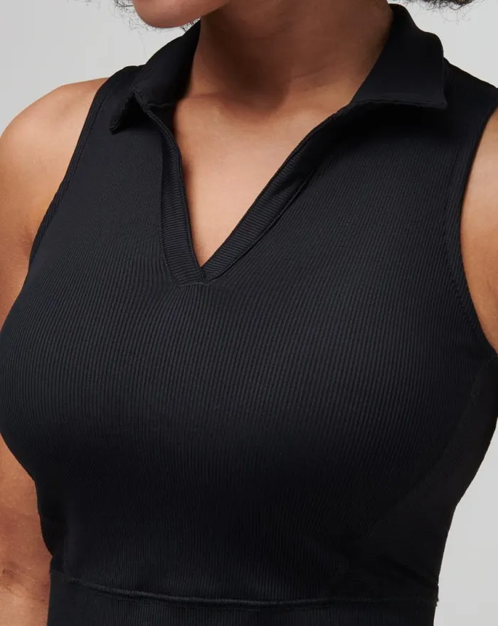 TravisMathew MOVEKNIT SLEEVELESS VNECK POLO Black Women Polos TravisMathew MOVEKNIT SLEEVELESS VNECK POLO Black Women Polos