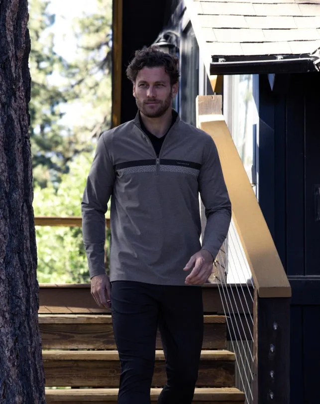 TravisMathew SIT AND SIP QUARTER ZIP Heather Medium Grey Men Quarter Zips
