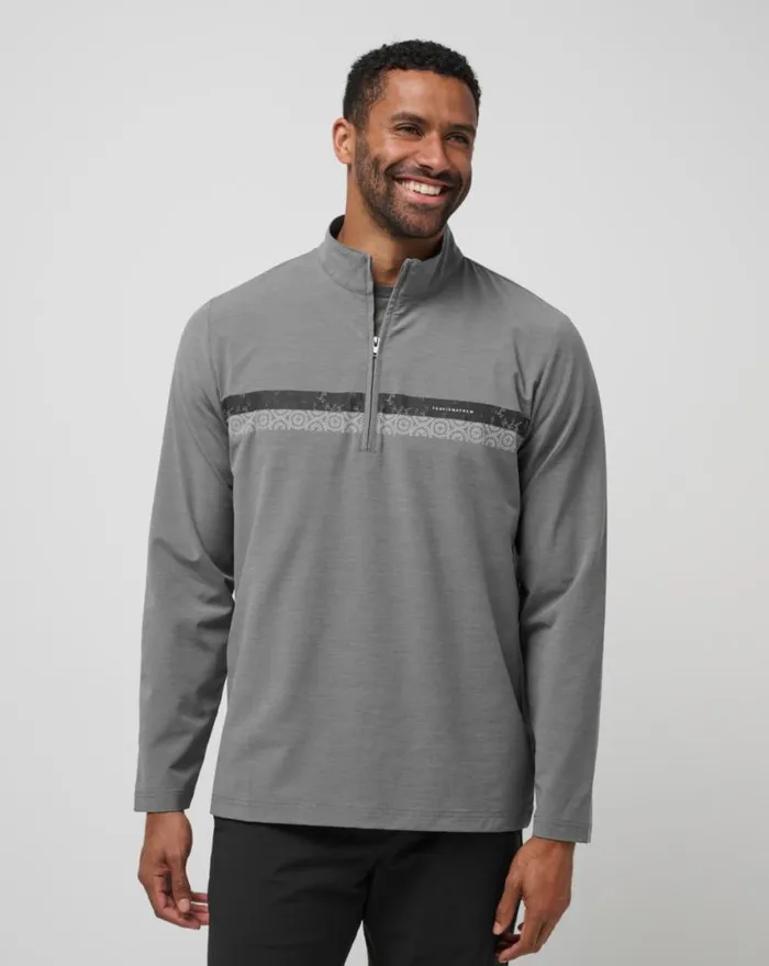 TravisMathew SIT AND SIP QUARTER ZIP Heather Medium Grey Men Quarter Zips