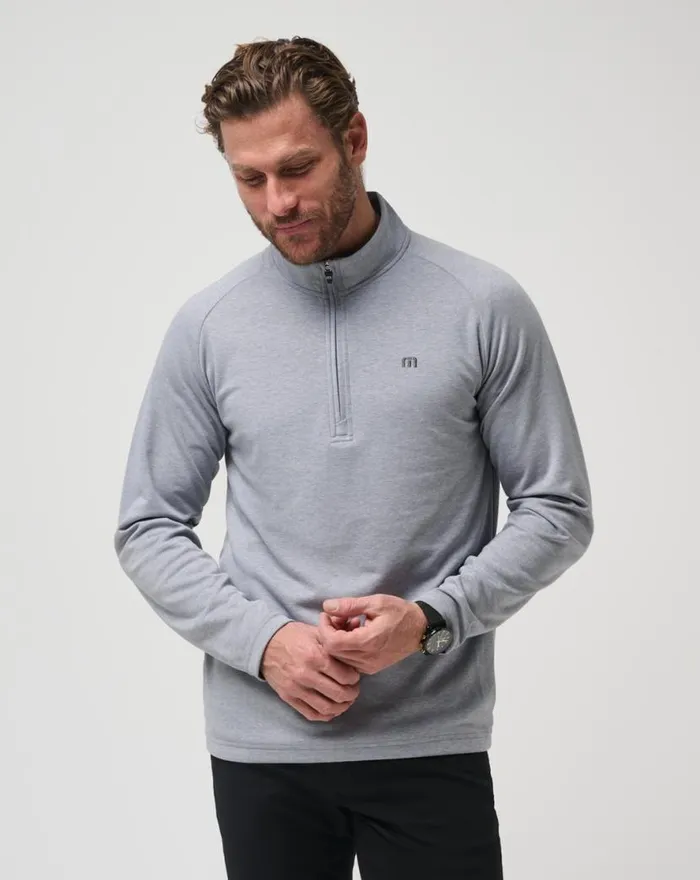 TravisMathew UPGRADED QUARTER ZIP Heather Grey Men Quarter Zips