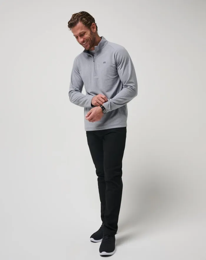 TravisMathew UPGRADED QUARTER ZIP Heather Grey Men Quarter Zips TravisMathew UPGRADED QUARTER ZIP Heather Grey Men Quarter Zips