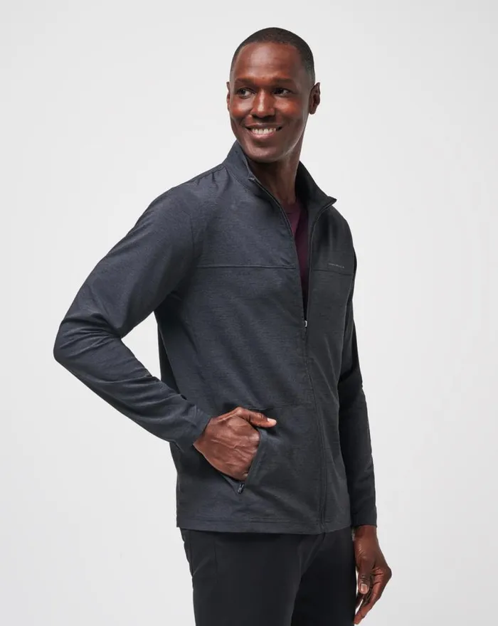 TravisMathew VALLEY VIEW FULL ZIP Heather Black Men Jackets TravisMathew VALLEY VIEW FULL ZIP Heather Black Men Jackets