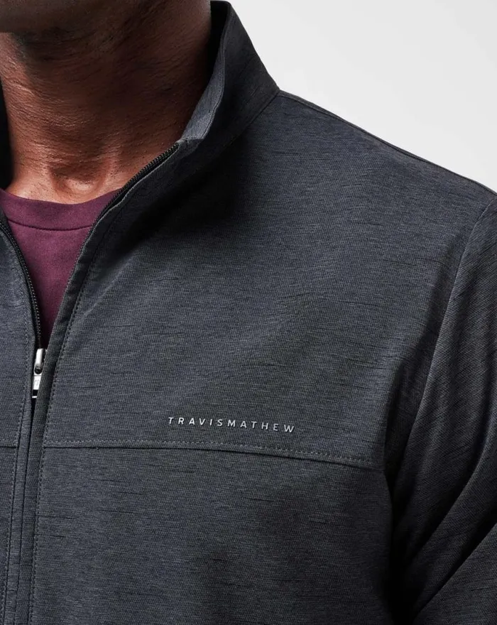 TravisMathew VALLEY VIEW FULL ZIP Heather Black Men Jackets TravisMathew VALLEY VIEW FULL ZIP Heather Black Men Jackets