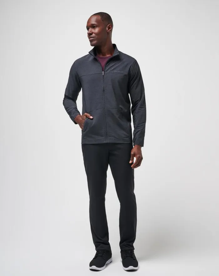 TravisMathew VALLEY VIEW FULL ZIP Heather Black Men Jackets TravisMathew VALLEY VIEW FULL ZIP Heather Black Men Jackets