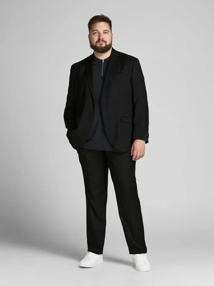 Trousers JACK and JONES Mens 2PIECE PLUS SIZE SUIT Black Black