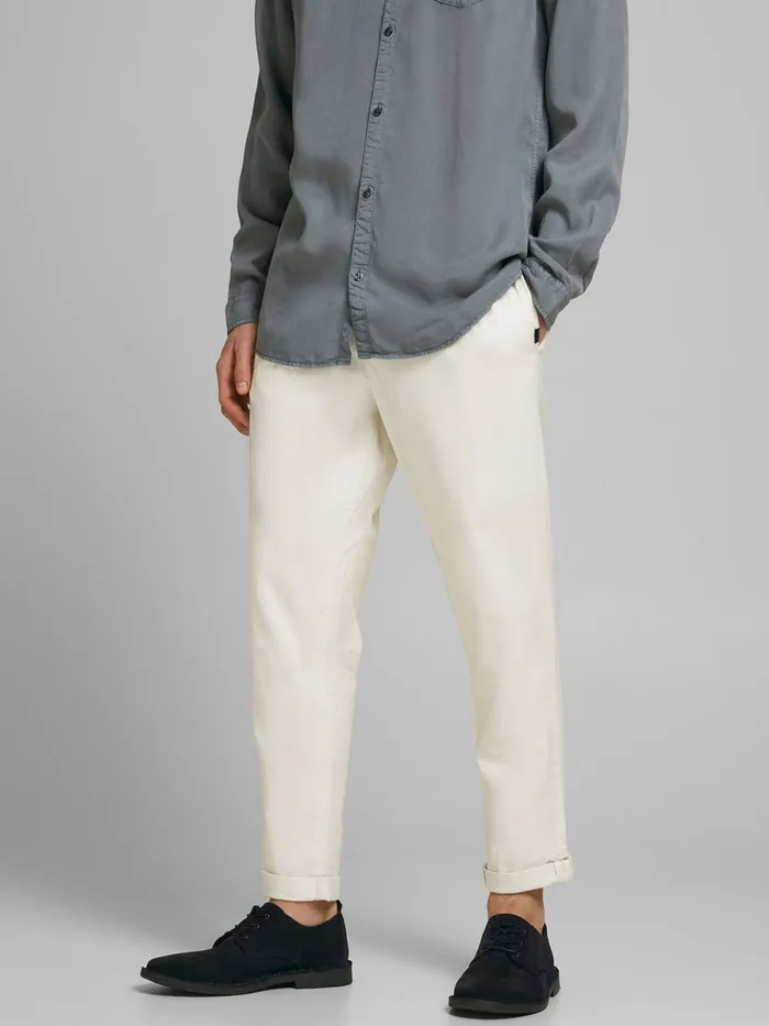 Trousers JACK and JONES Mens ACE BREEZE LINEN TROUSERS White Silver Birch
