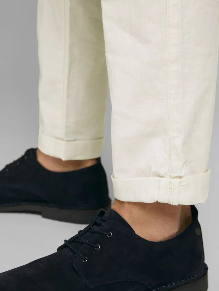 Trousers JACK and JONES Mens ACE BREEZE LINEN TROUSERS White Silver Birch