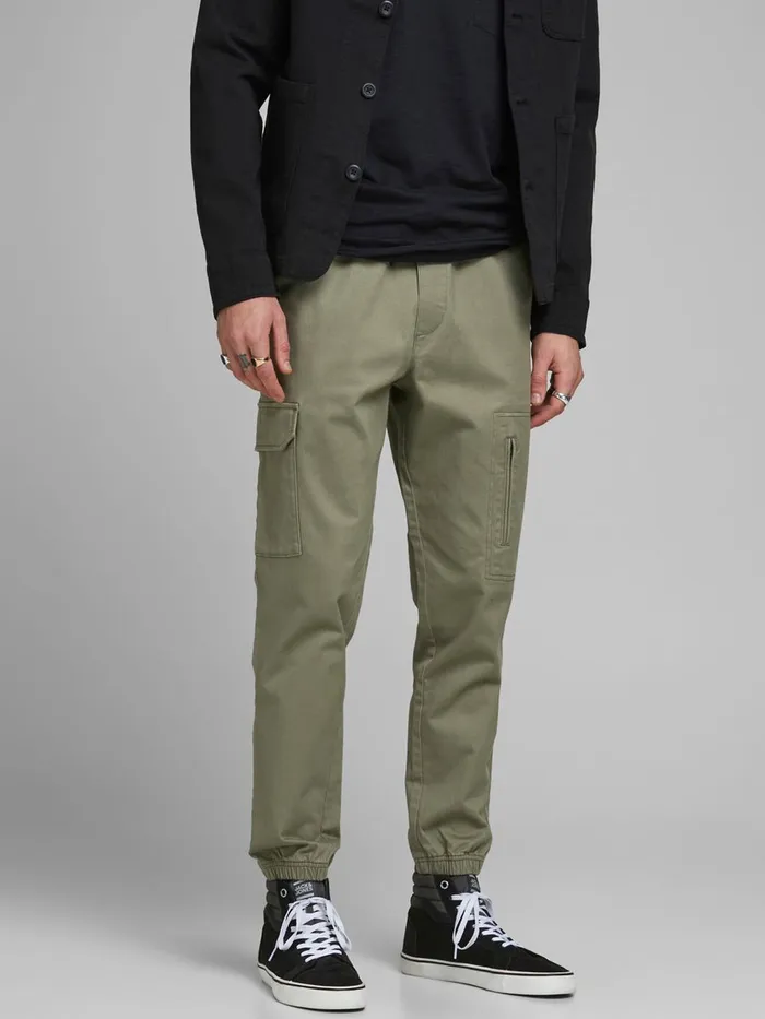 Trousers JACK and JONES Mens ACE HILL AKM CARGO TROUSERS Green Dusty Olive