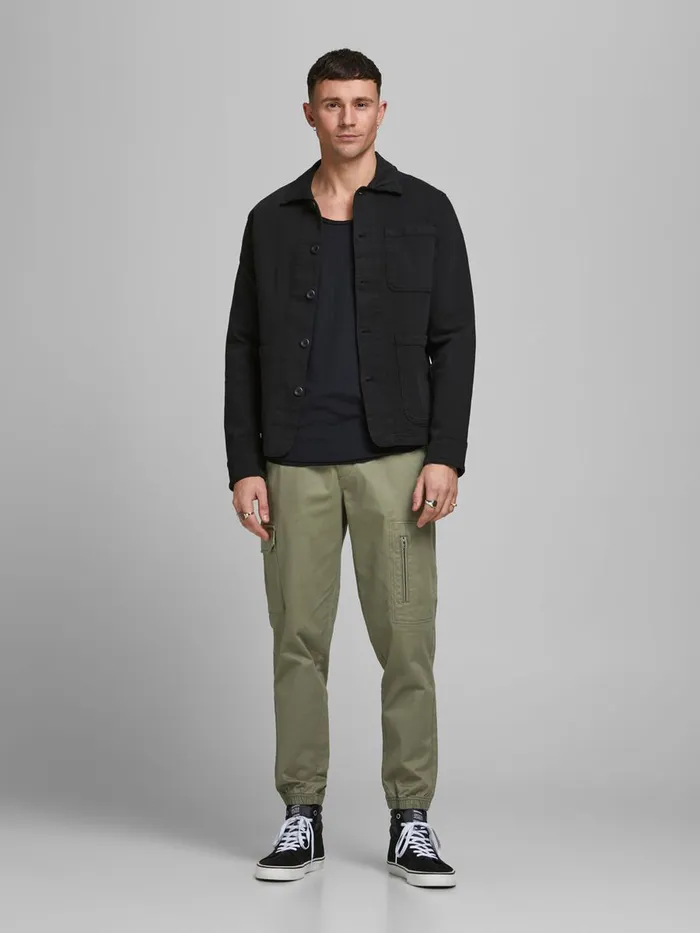 Trousers JACK and JONES Mens ACE HILL AKM CARGO TROUSERS Green Dusty Olive